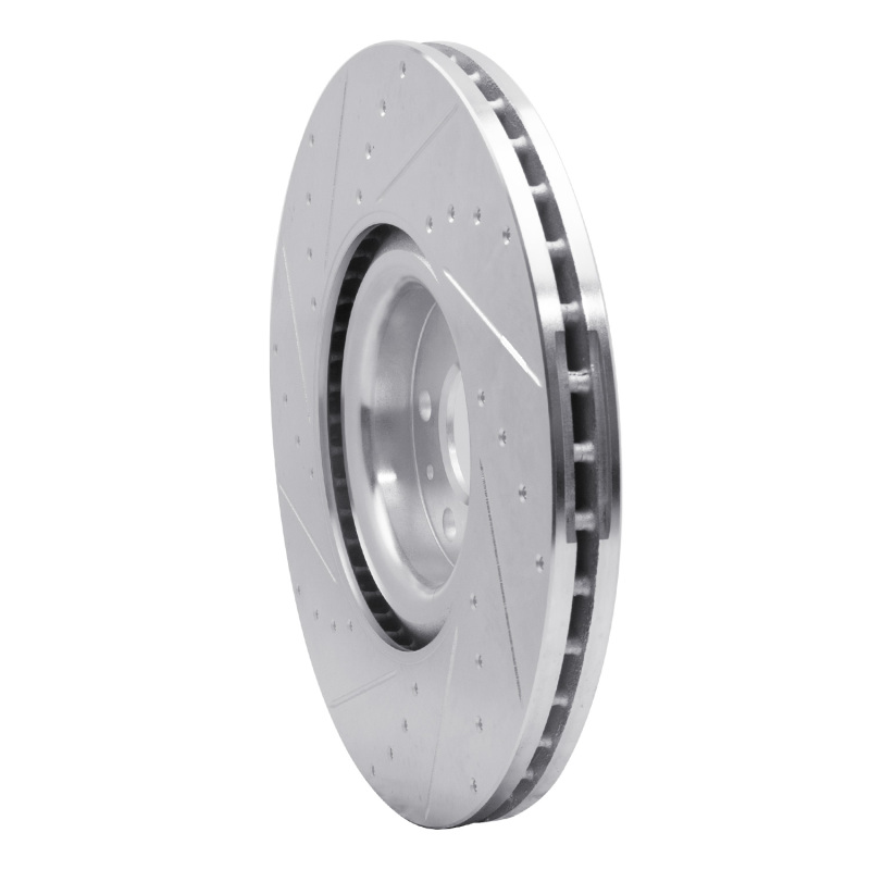 Volvo XC90 Brake Rotor (1) - Front Right - R1 Concepts - Drilled & Slotted - Silver - `16-`26